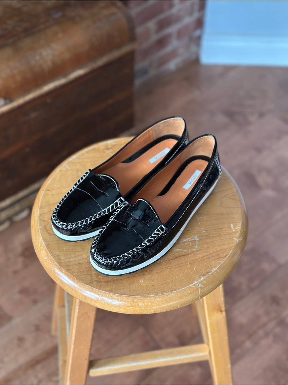 Geox Patent Leather Loafers Black Leather Moccasin Flats